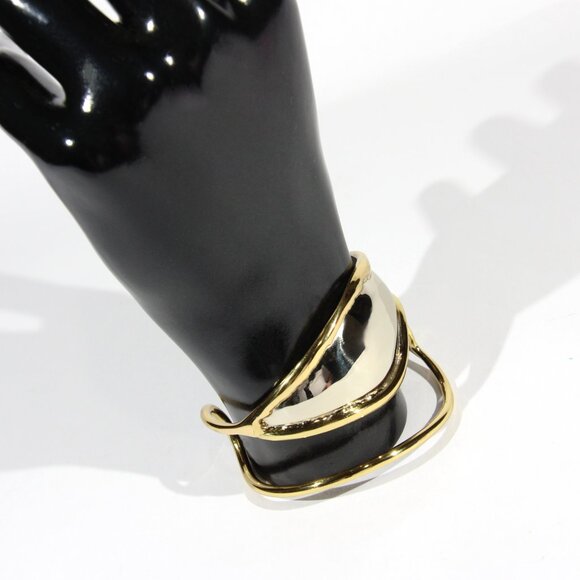 Gold and Silver Tone Modern Cuff Bracelet - Picture 6 of 8